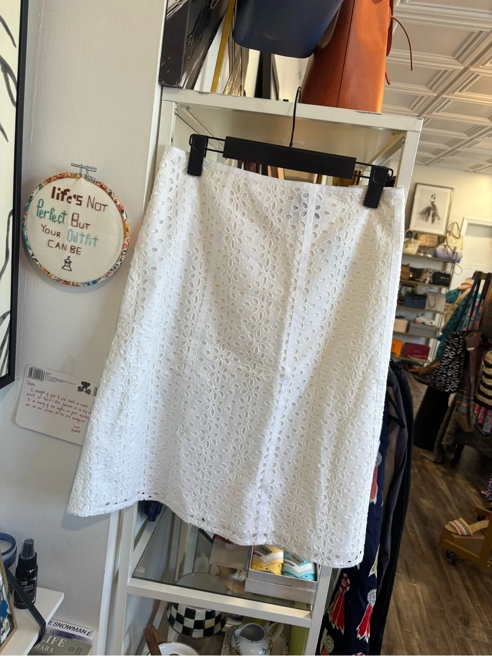 Rafaella White Eyelet A-Line Skirt